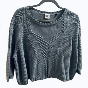 CAbi Blue Textured Knit Sweater
